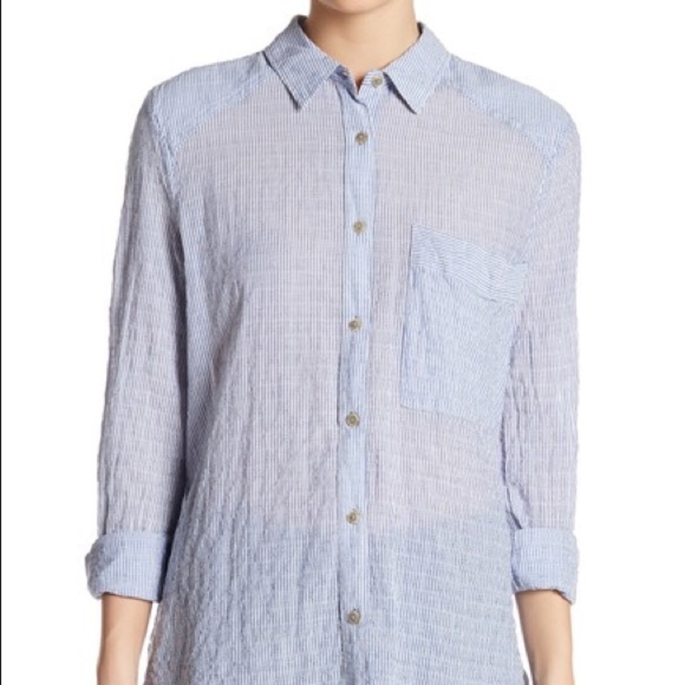 NWOT Free People Blue White Striped Top - Picture 5 of 8